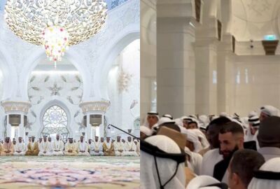 بالفيديو.. بنزيما ولاعبو الاتحاد والهلال يؤدون صلاة العيد في مسجد الشيخ زايد