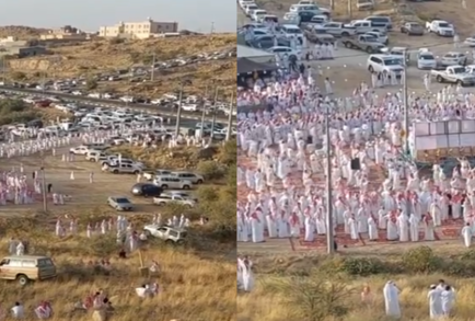 السعودية.. تفاعل كبير على مقطع فيديو مع دخول قبيلة على أخرى عبر عرضة المدقال احتفالا بزفاف (فيديو)