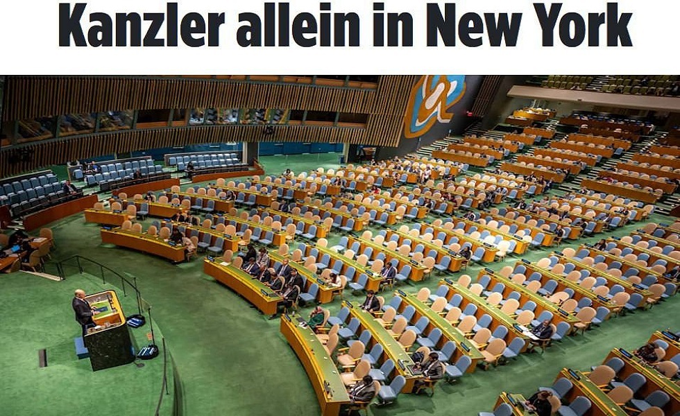 شولتس يخطب في الأمم المتحدة أمام قاعة تصفر وشبه خالية من الحضور (صورة)